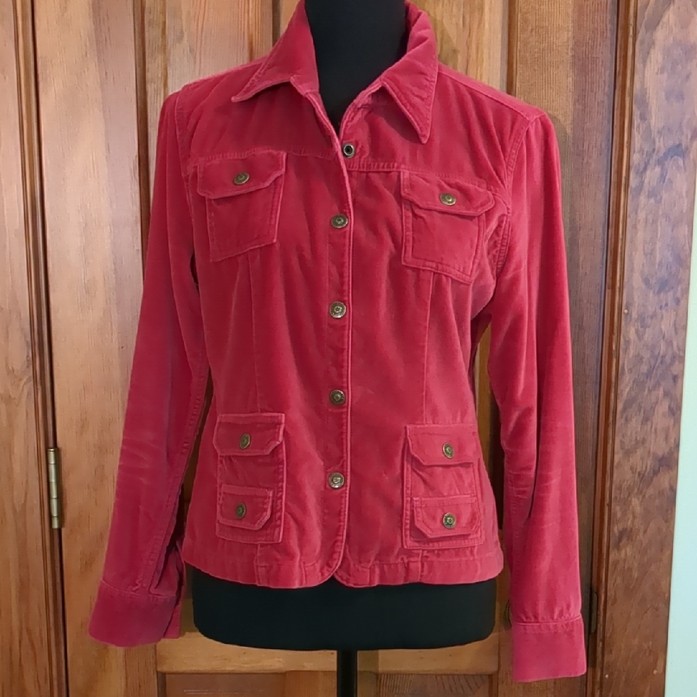 Vintage Arizona Jean Company Women's Red Crushed Corduroy Jacket